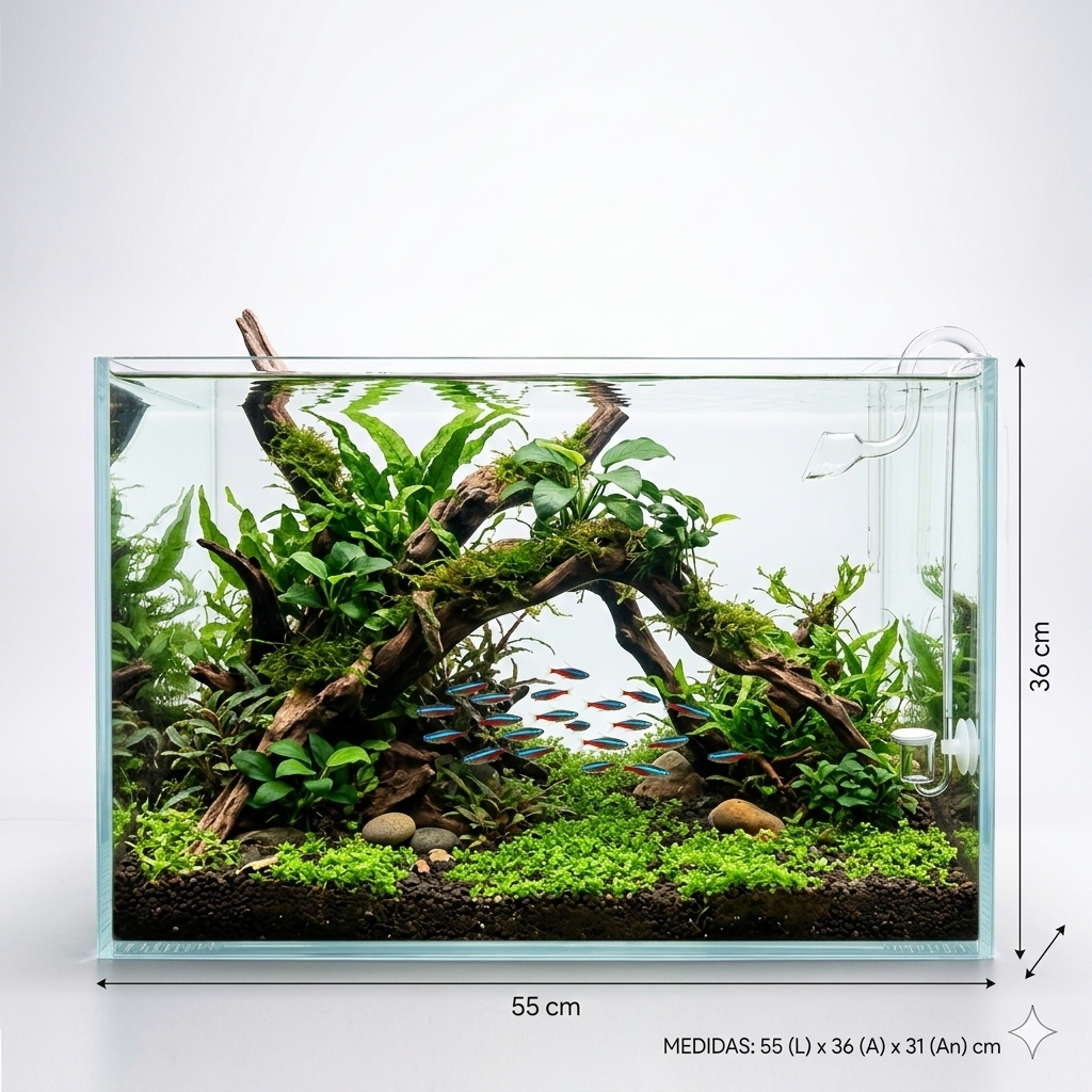 Acuario Vidrio Ultra Claro 62ltr